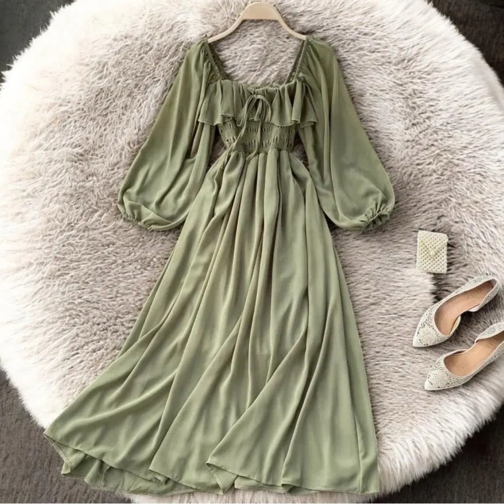 Elegant Olive Green Maxi Dress